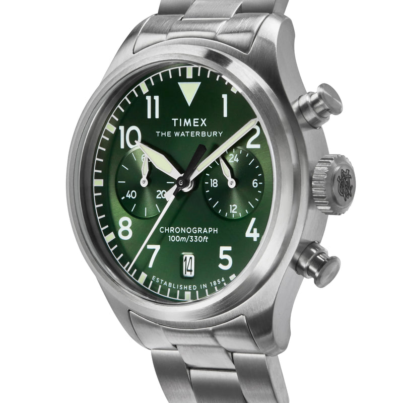 Waterbury Ace Chronograph SST Green Dial Bracelet | Model TW2Y19100 by i-watch