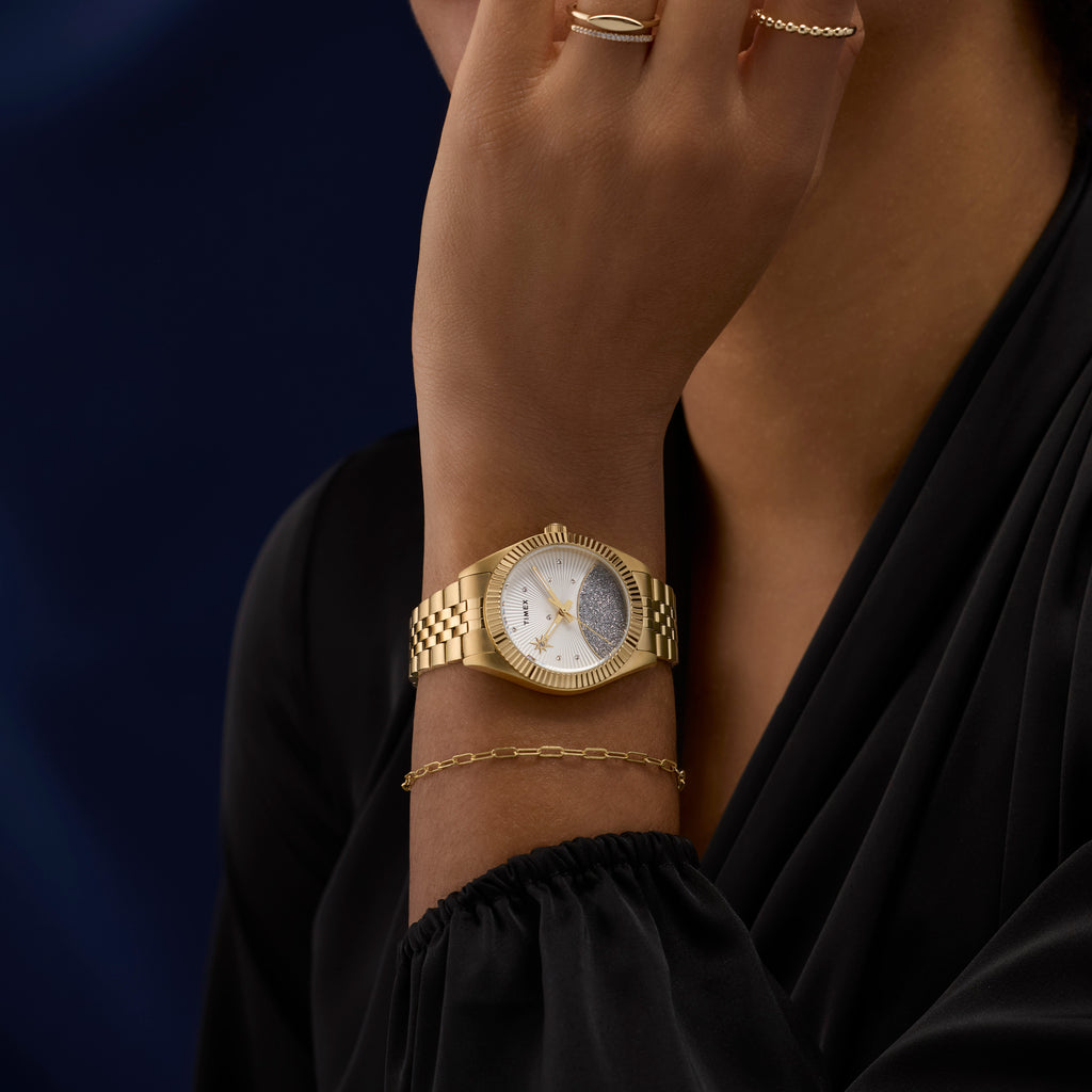 Womens Legacy Gold-Tone Case & Bracelet with White Celestial Dial | TW2Y20300