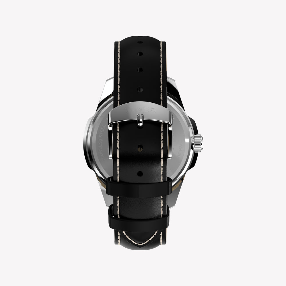 TIMEX Men's Silver-Tone Steel, Black Leather | TW2Y20600