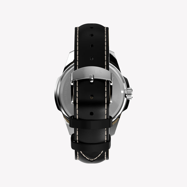 TIMEX Men's Silver-Tone Steel, Black Leather | TW2Y20600