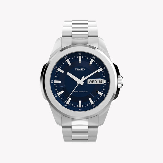 Essex 3-Hand Blue Dial SST Bracelet TW2Y21100 | Men's Silver Watch