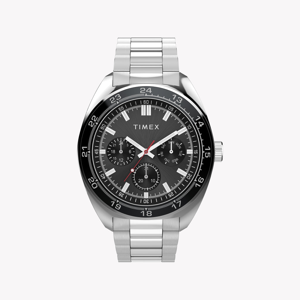 Mens Silver-tone Case & Bracelet with Black Dial TW2Y22600 | Stylish Watch