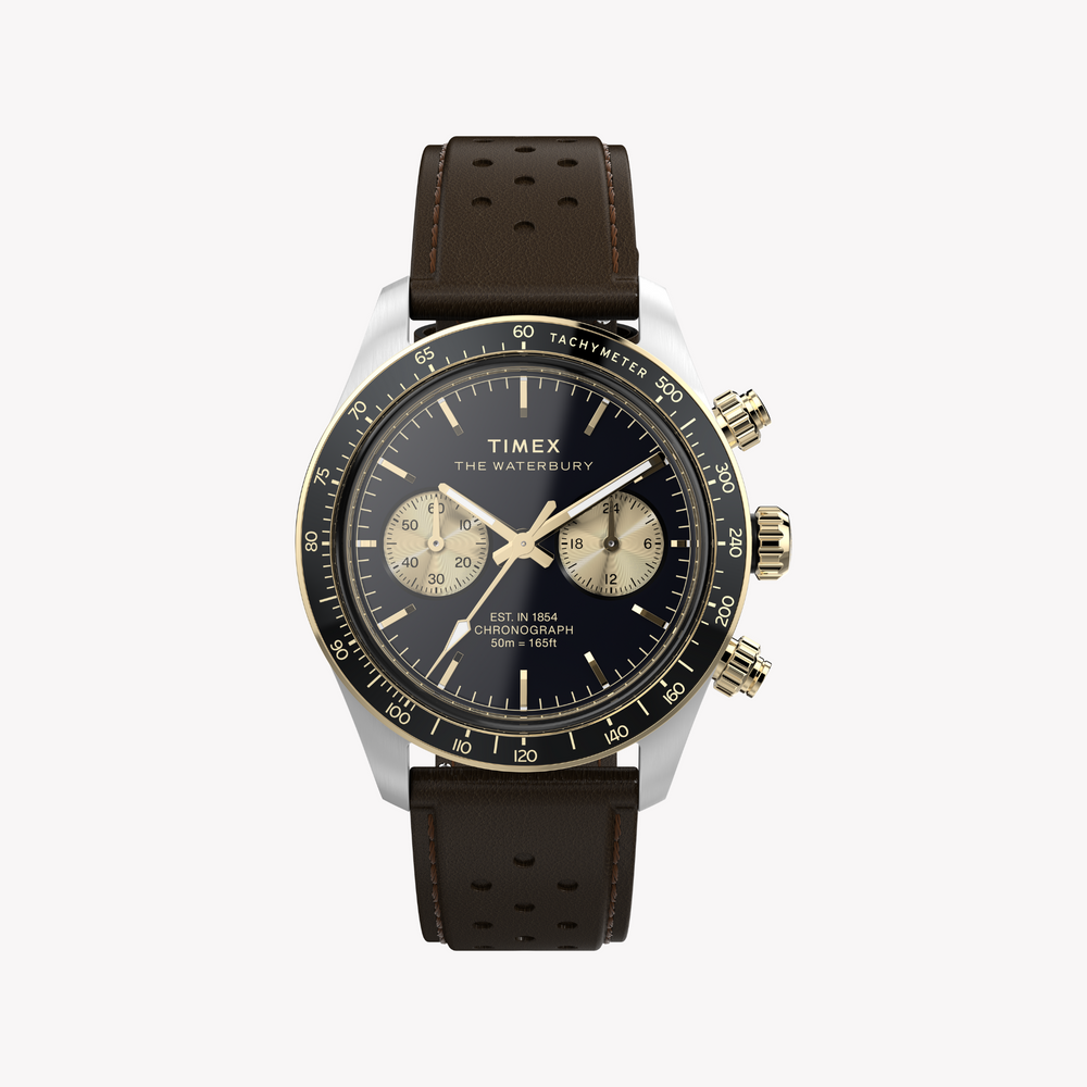 Timex Men's Silver/Brown Leather Watch | Tw2y24100 by i-watch