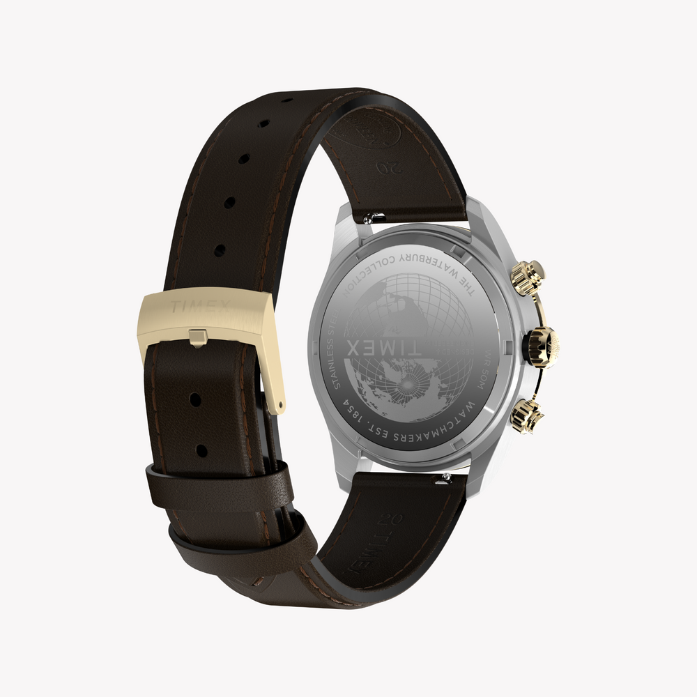 Timex Men's Silver/Brown Leather Watch | Tw2y24100 by i-watch