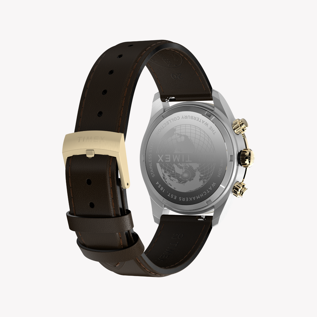 Timex Men's Silver/Brown Leather Watch | Tw2y24100