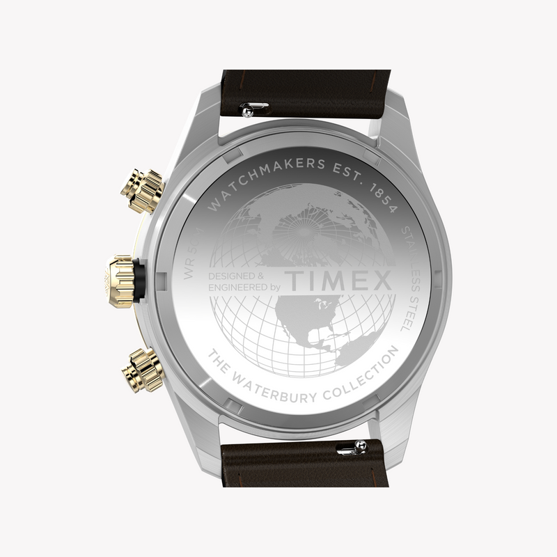 Timex Men's Silver/Brown Leather Watch | Tw2y24100 by i-watch