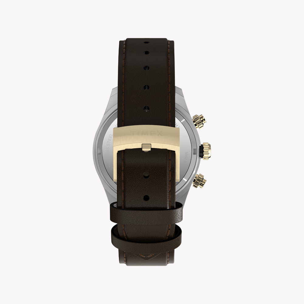 Timex Men's Silver/Brown Leather Watch | Tw2y24100 by i-watch