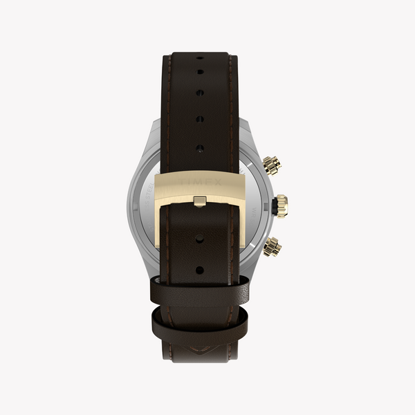 Timex Men's Silver/Brown Leather Watch | Tw2y24100 by i-watch