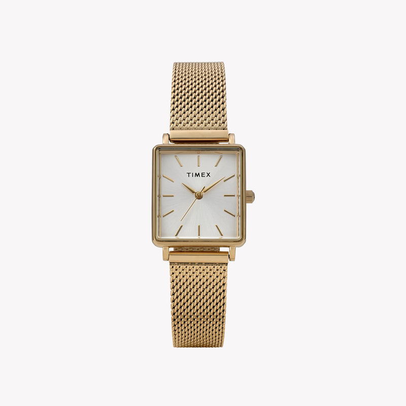 Transcend Gold-Tone Rectangle Case & Bracelet with Silver Dial | TW2Y26100 by i-watch