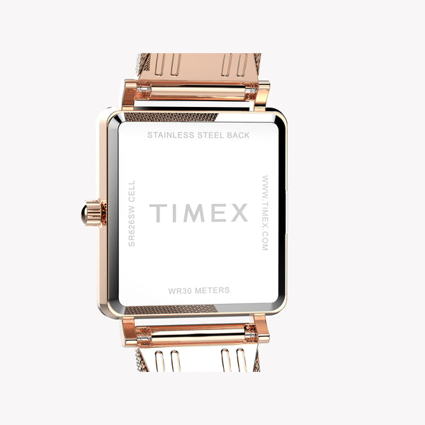 Transcend Rose Gold-tone Rectangle Watch with Silver Dial TW2Y26200 | Women’s Elegant Timepiece by i-watch
