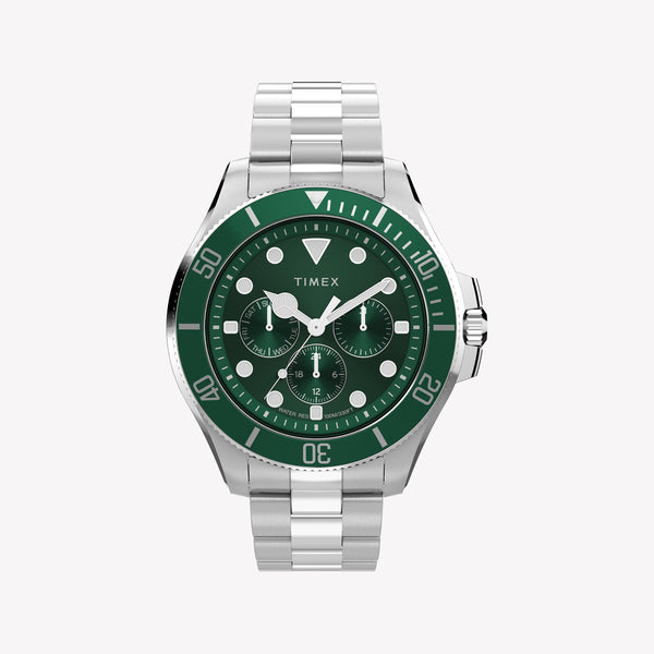 Timex Men's Silver-Tone Stainless Steel, Green Dial | TW2Y33200