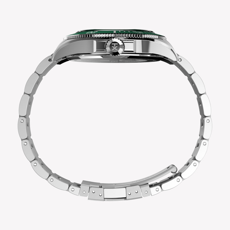 Timex Men's Silver-Tone Stainless Steel, Green Dial | TW2Y33200
