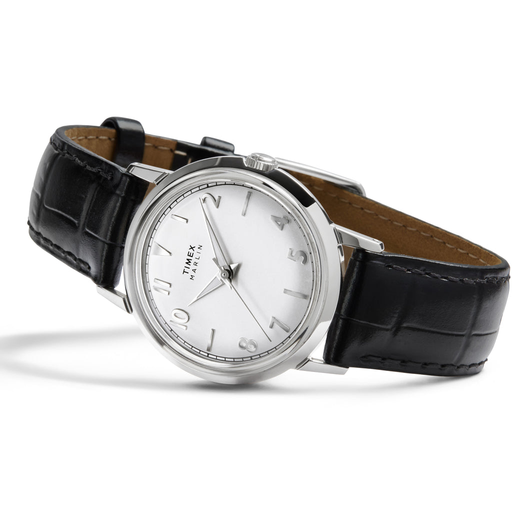 Marlin 34mm SST Case Black Strap Silver Dial Watch TW2Y37600 | Men's Luxury Timepiece