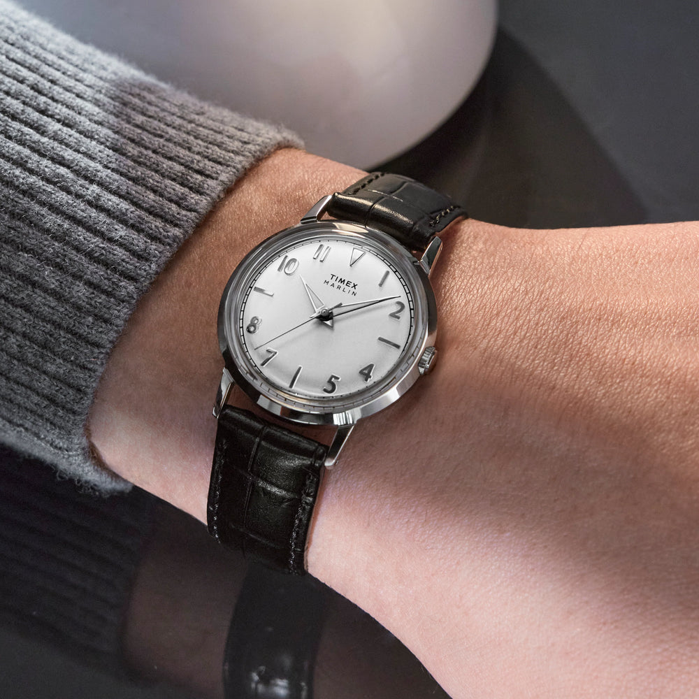 Marlin 34mm SST Case Black Strap Silver Dial Watch TW2Y37600 | Men's Luxury Timepiece by i-watch