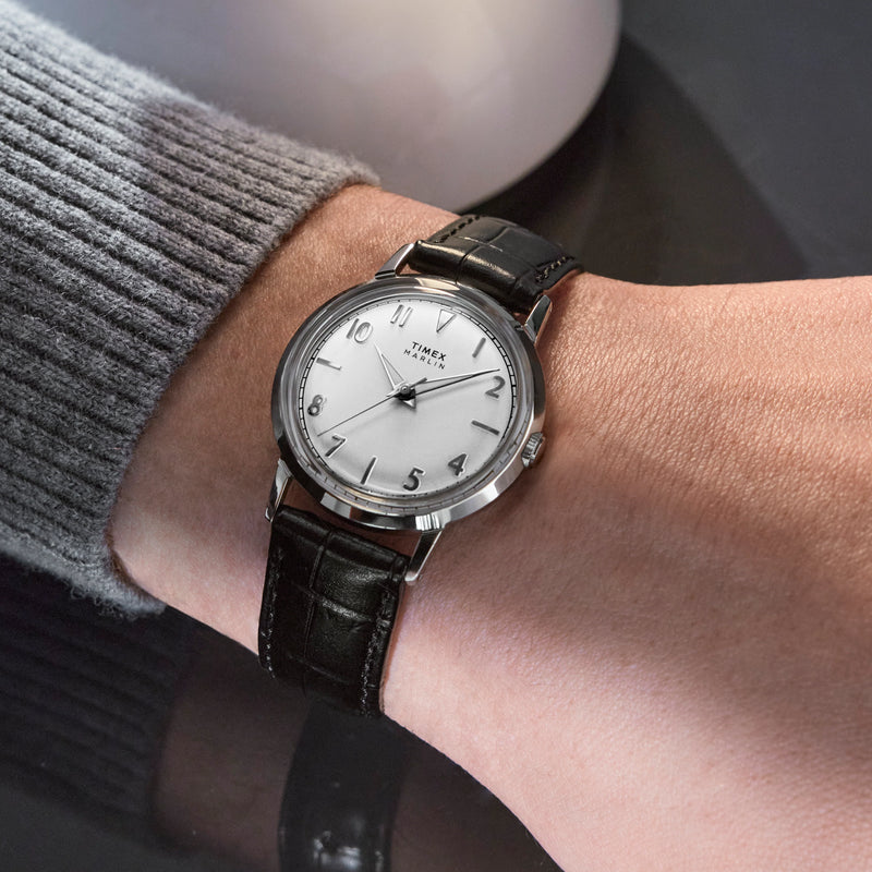 Marlin 34mm SST Case Black Strap Silver Dial Watch TW2Y37600 | Men's Luxury Timepiece by i-watch