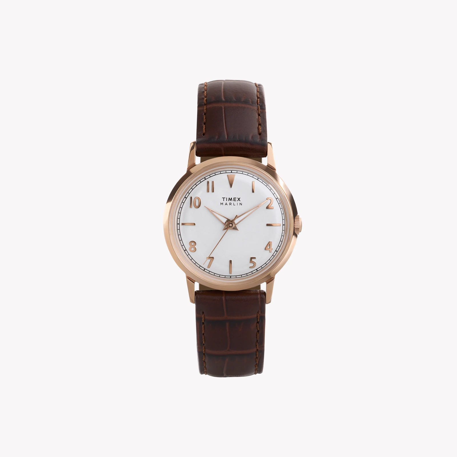 Marlin 34mm Rose Gold Tone Case Brown Strap Silver Dial TW2Y37700 by i-watch
