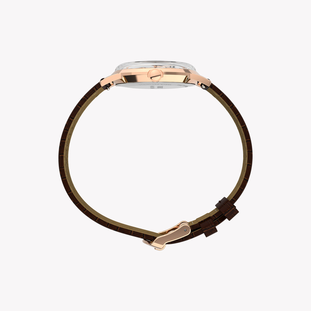 Marlin 34mm Rose Gold Tone Case Brown Strap Silver Dial TW2Y37700