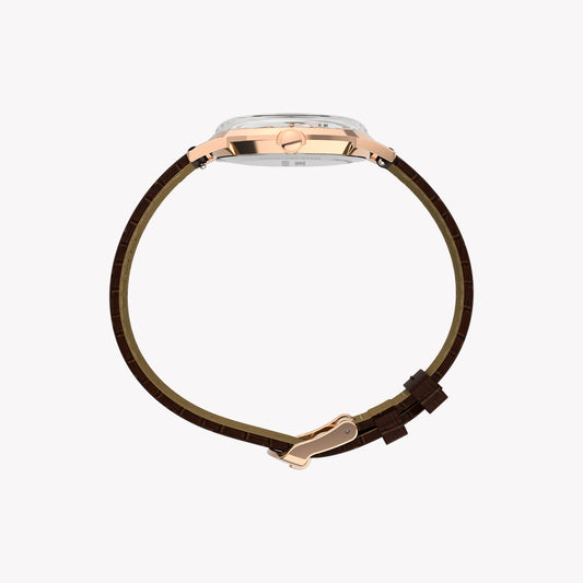 Marlin 34mm Rose Gold Tone Case Brown Strap Silver Dial TW2Y37700