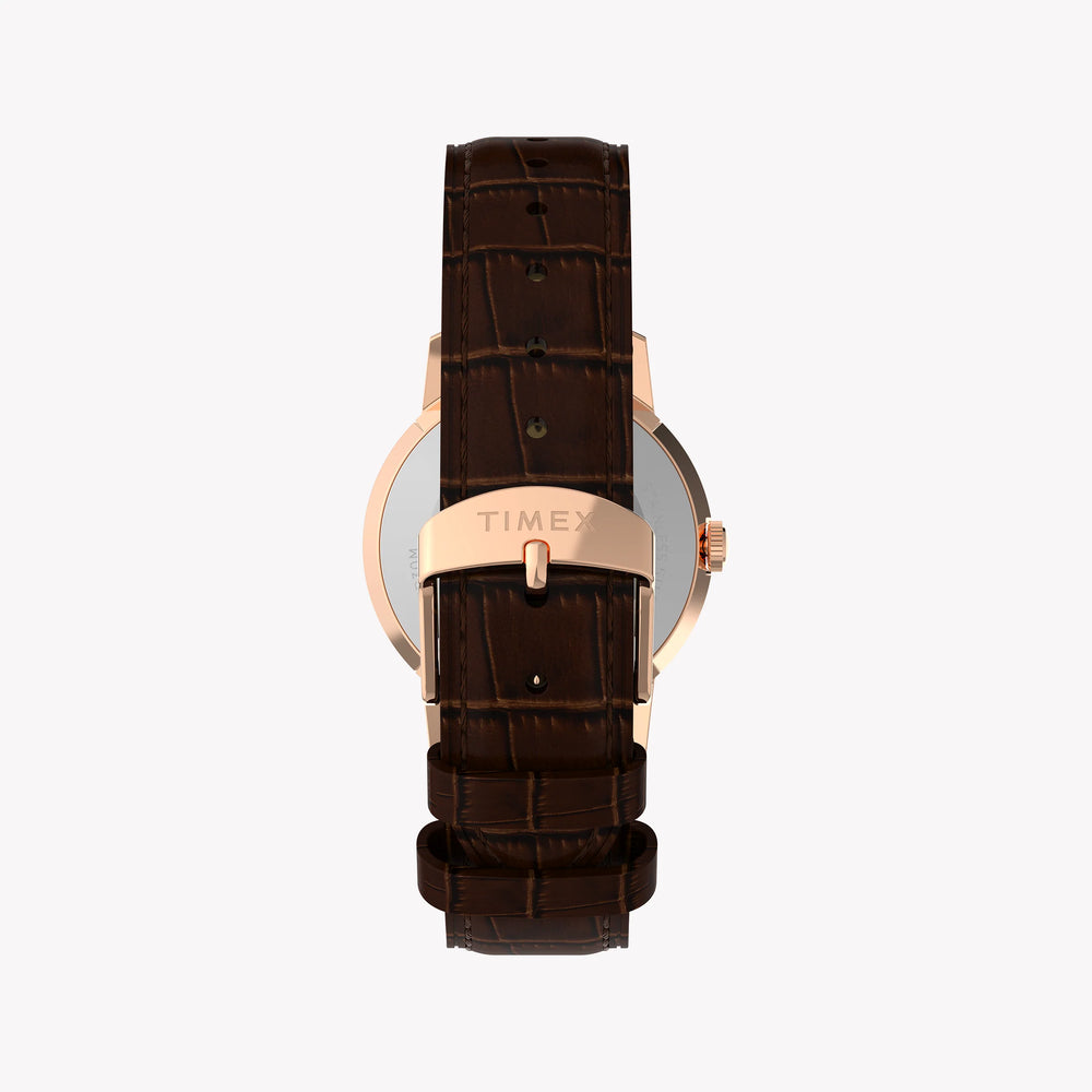 Marlin 34mm Rose Gold Tone Case Brown Strap Silver Dial TW2Y37700 by i-watch