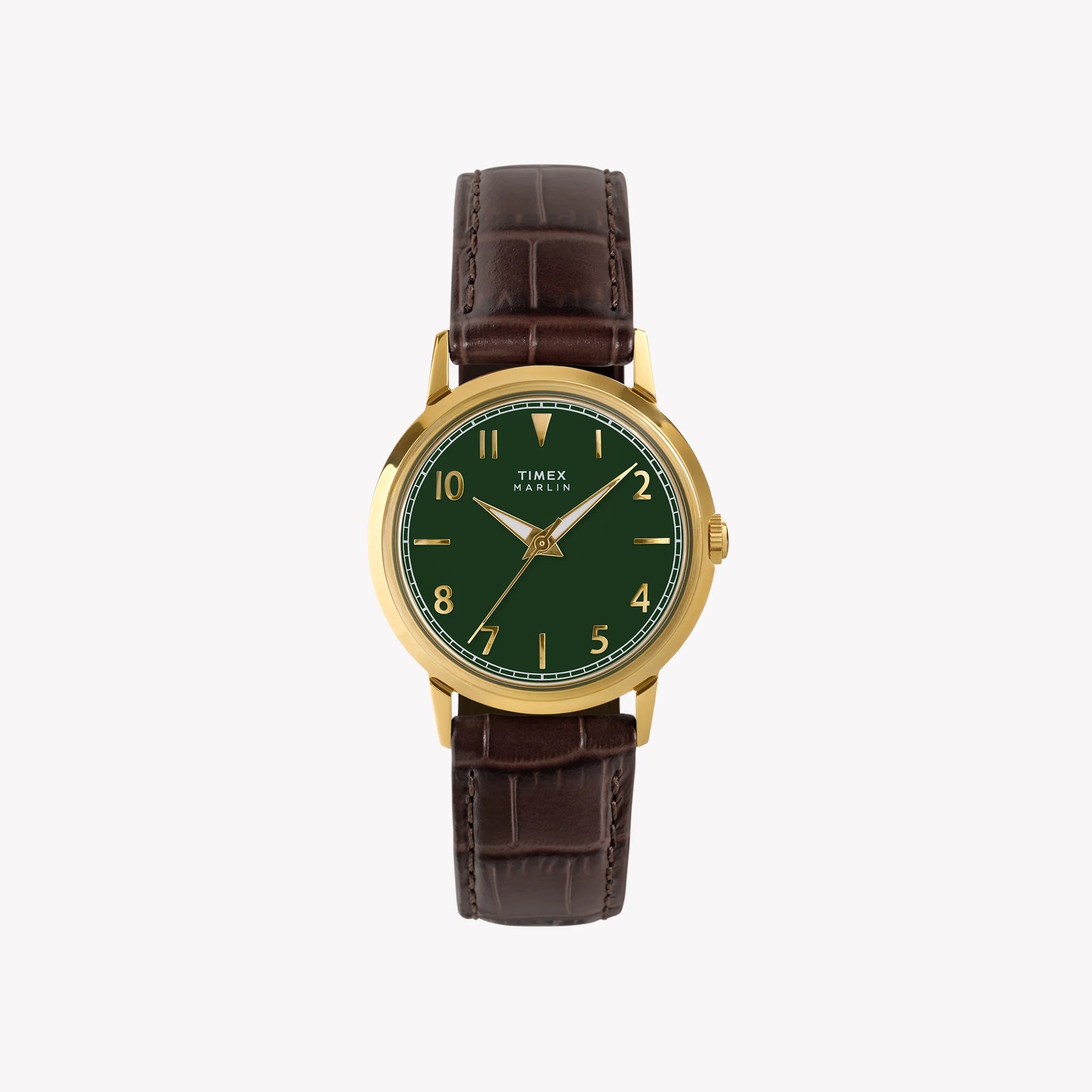 Marlin 34mm Gold Tone Case Brown Strap Green Dial Watch | TW2Y37800 by i-watch