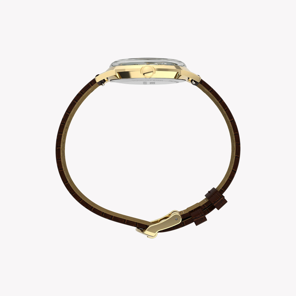 Marlin 34mm Gold Tone Case Brown Strap Green Dial Watch | TW2Y37800 by i-watch