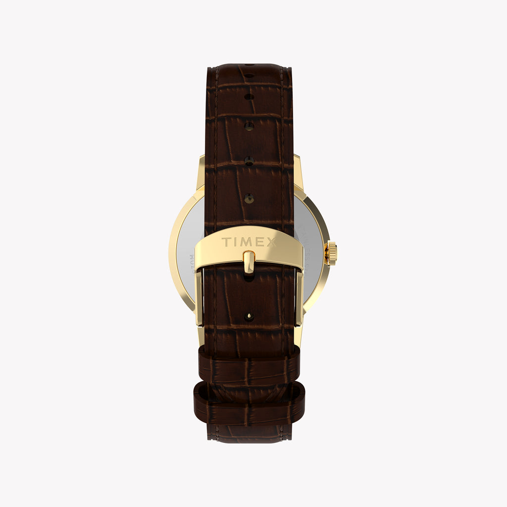 Marlin 34mm Gold Tone Case Brown Strap Green Dial Watch | TW2Y37800