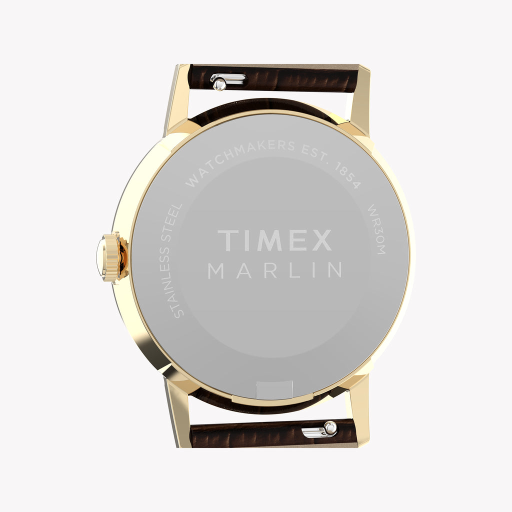 Marlin 34mm Gold Tone Case Brown Strap Green Dial Watch | TW2Y37800