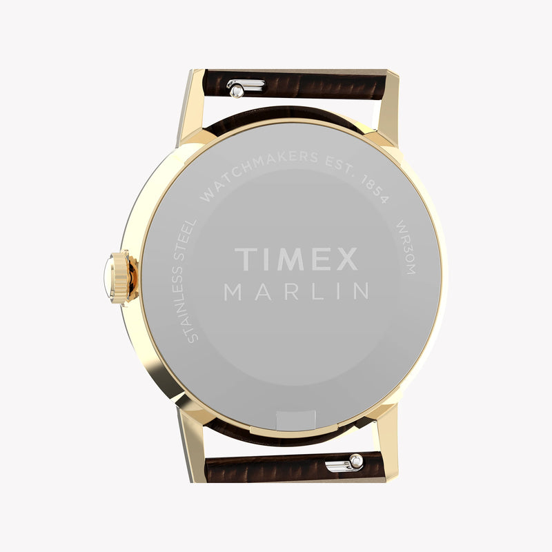 Marlin 34mm Gold Tone Case Brown Strap Green Dial Watch | TW2Y37800 by i-watch