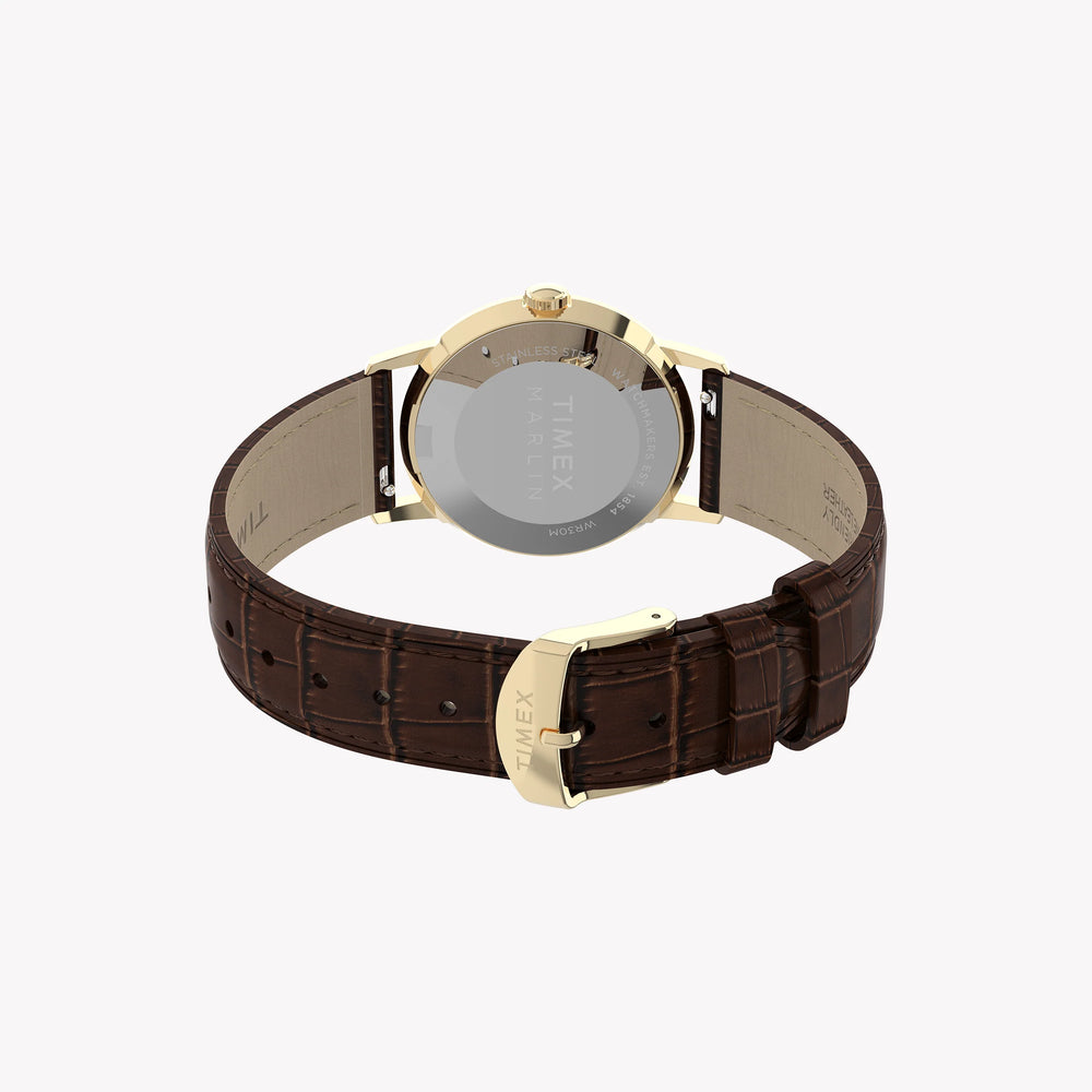Marlin 34mm Gold Tone Case Brown Strap Green Dial Watch | TW2Y37800 by i-watch