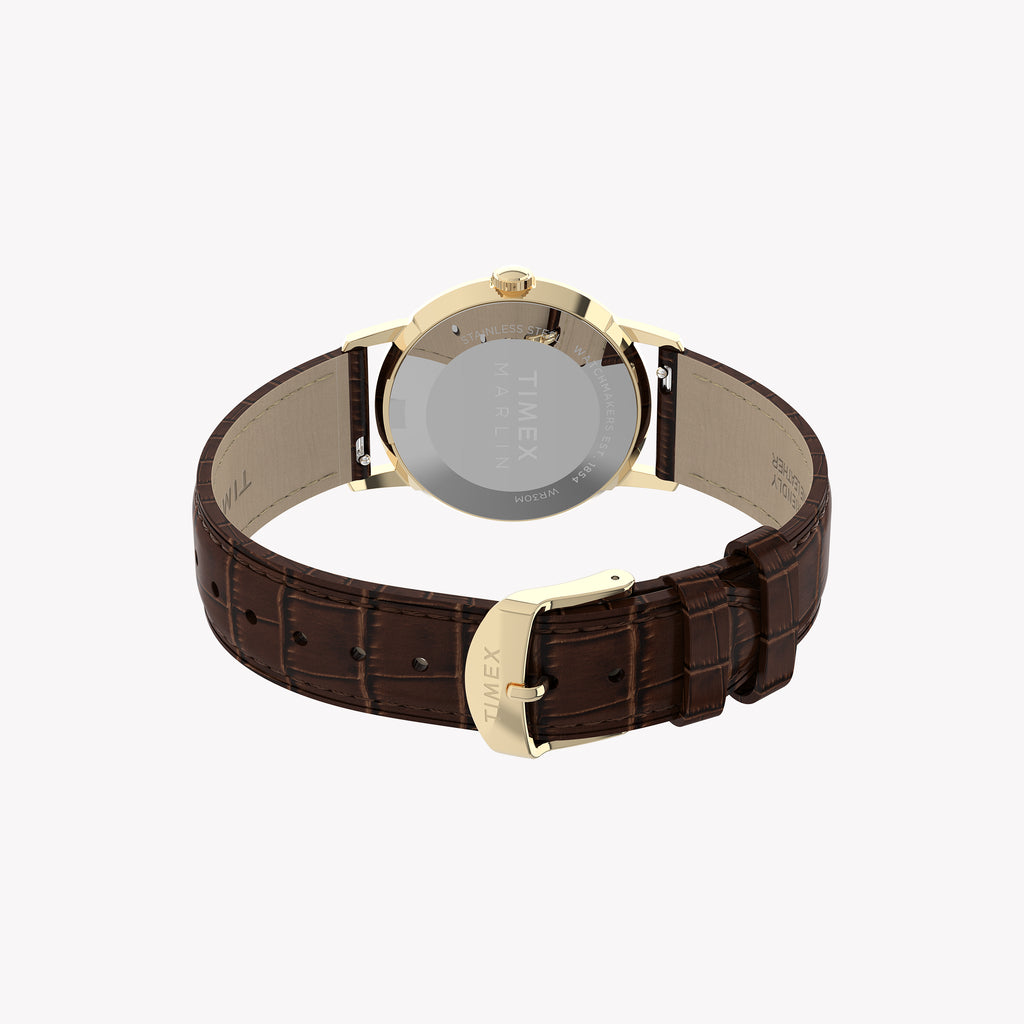 Marlin 34mm Gold Tone Case Brown Strap Green Dial Watch | TW2Y37800