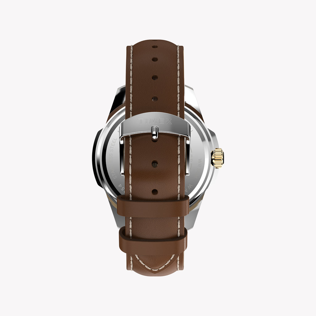 Essex 3-Hand Strap Blue Dial Brown Leather Watch | TW2Y38100