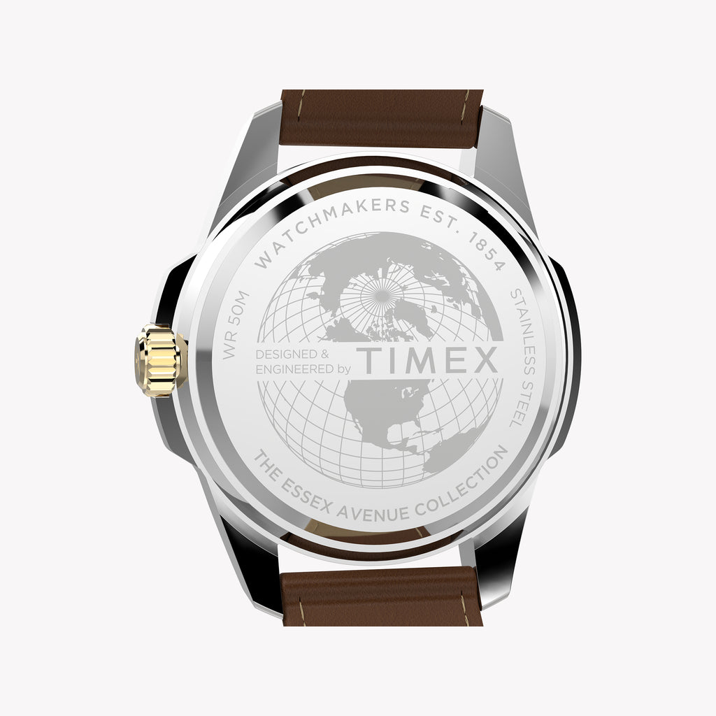 Essex 3-Hand Strap Blue Dial Brown Leather Watch | TW2Y38100