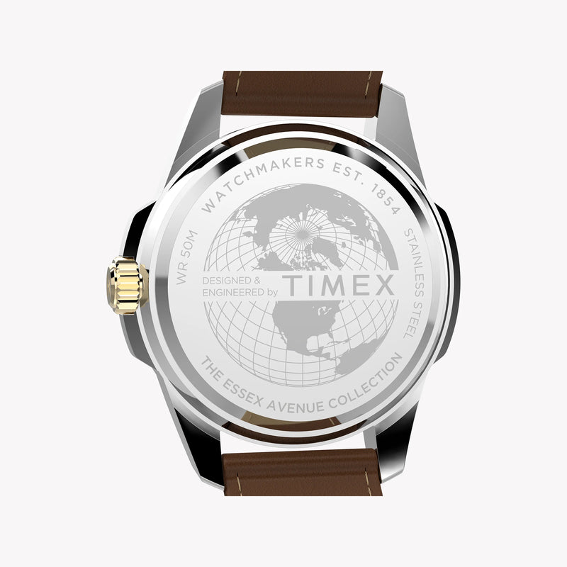 Essex 3-Hand Strap Blue Dial Brown Leather Watch | TW2Y38100 by i-watch