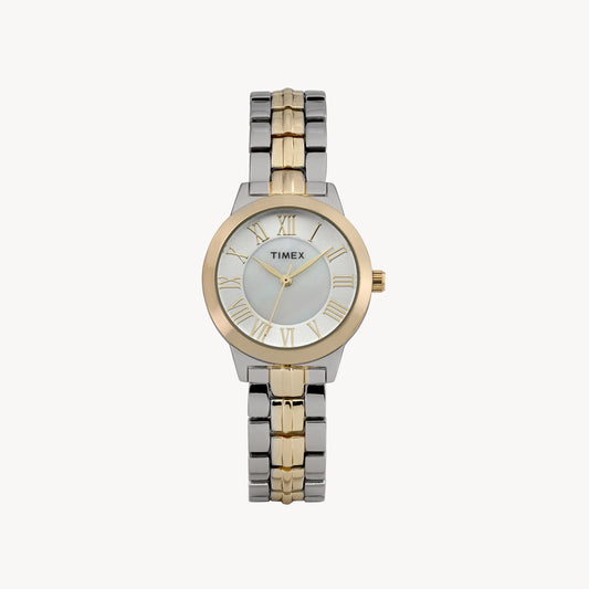 Women's Two Tone Case & Bracelet with Silver Mother of Pearl Dial | TW2Y38300