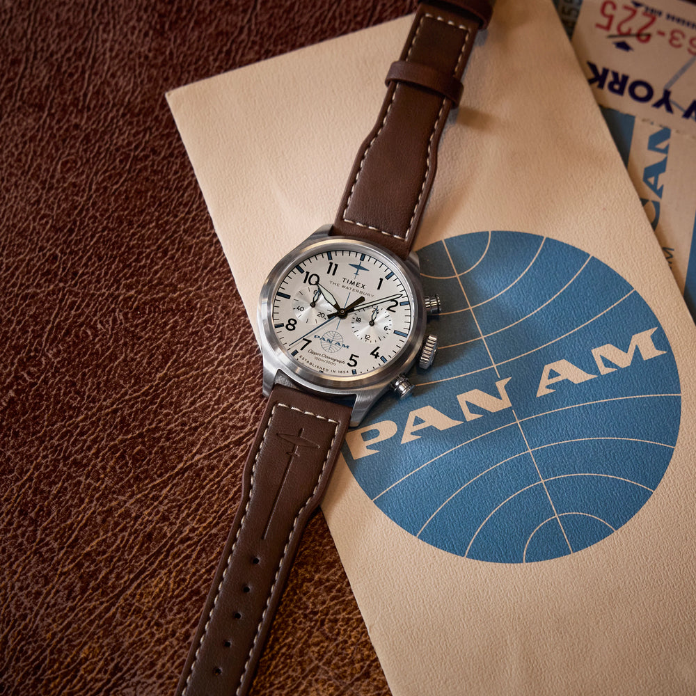 Waterbury ACE Pan Am S.E. Chrono SST Silver Dial Brown Leather Strap | TW2Y38700 by i-watch