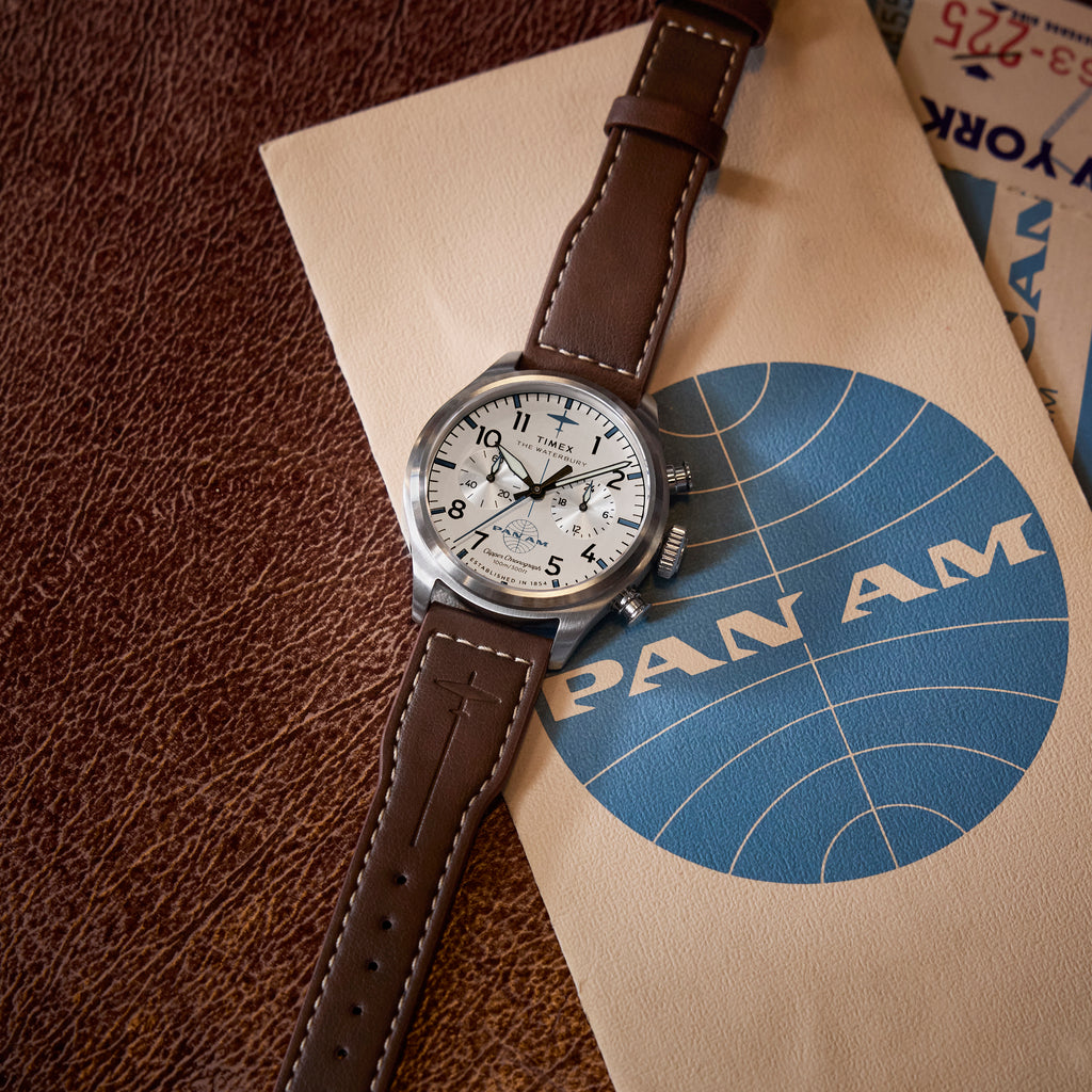 Waterbury ACE Pan Am S.E. Chrono SST Silver Dial Brown Leather Strap | TW2Y38700