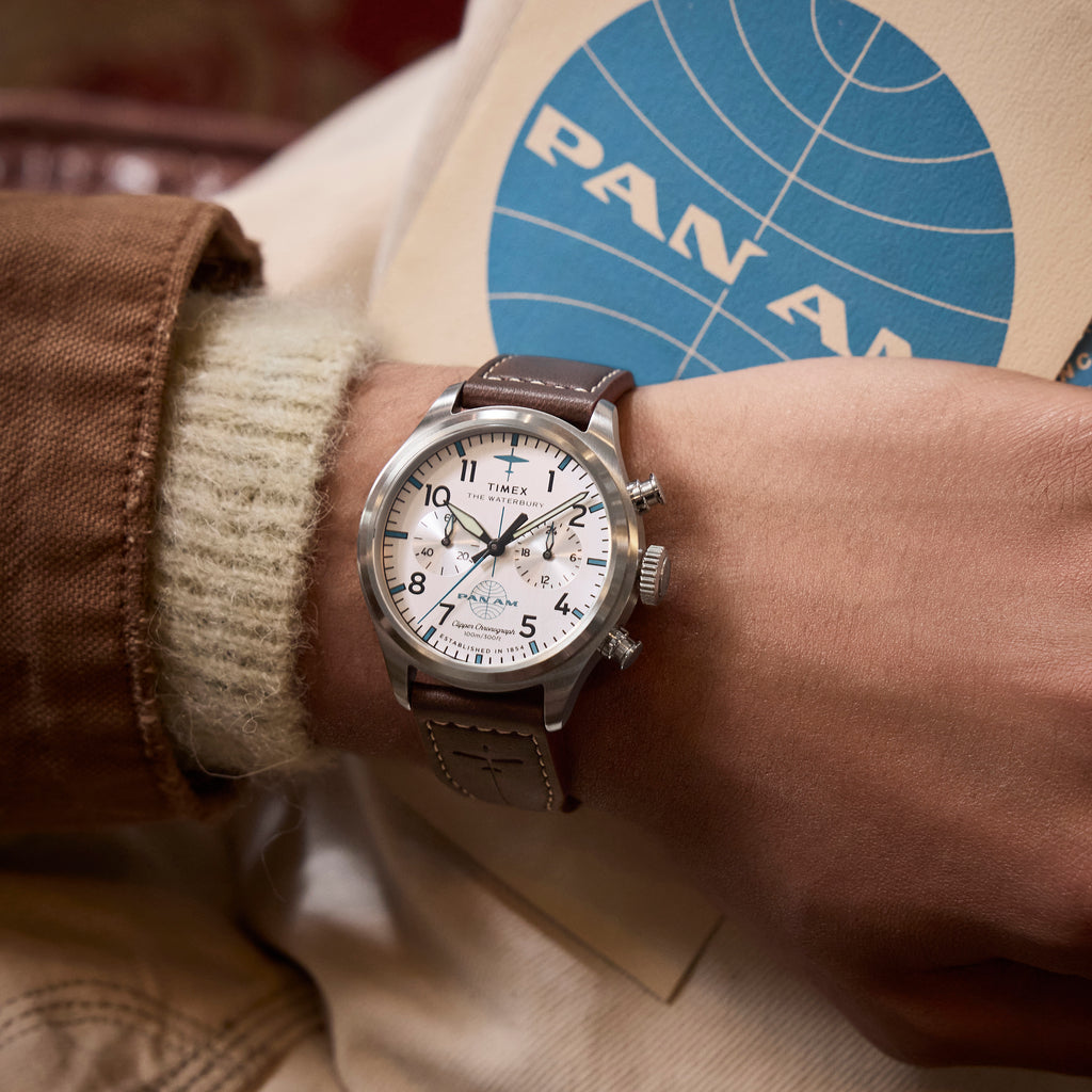 Waterbury ACE Pan Am S.E. Chrono SST Silver Dial Brown Leather Strap | TW2Y38700