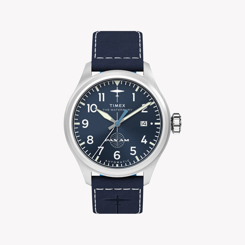 Waterbury ACE Pan Am S/E Automatic Blue Dial Blue Leather Strap Watch | TW2Y38800 by i-watch