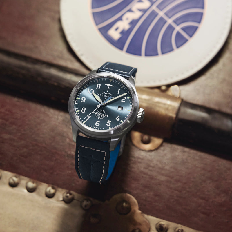 Waterbury ACE Pan Am S/E Automatic Blue Dial Blue Leather Strap Watch | TW2Y38800 by i-watch