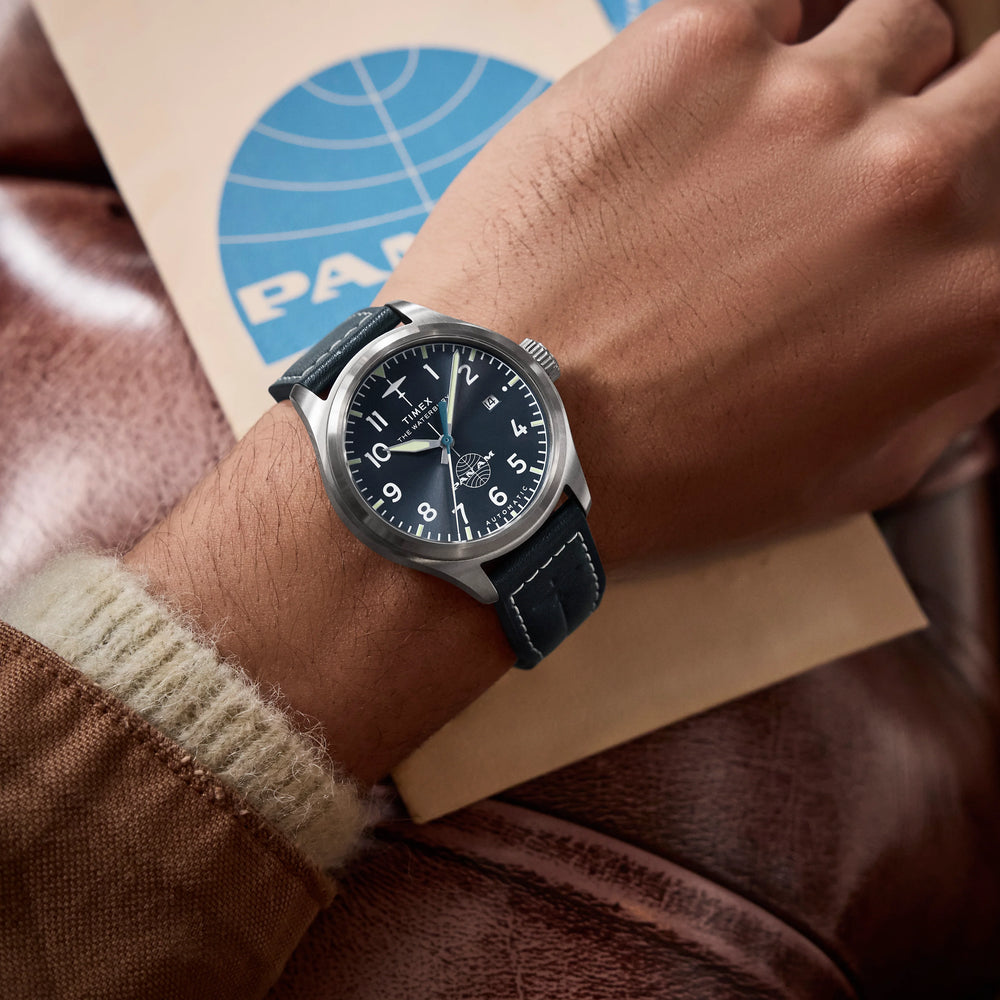 Waterbury ACE Pan Am S/E Automatic Blue Dial Blue Leather Strap Watch | TW2Y38800 by i-watch