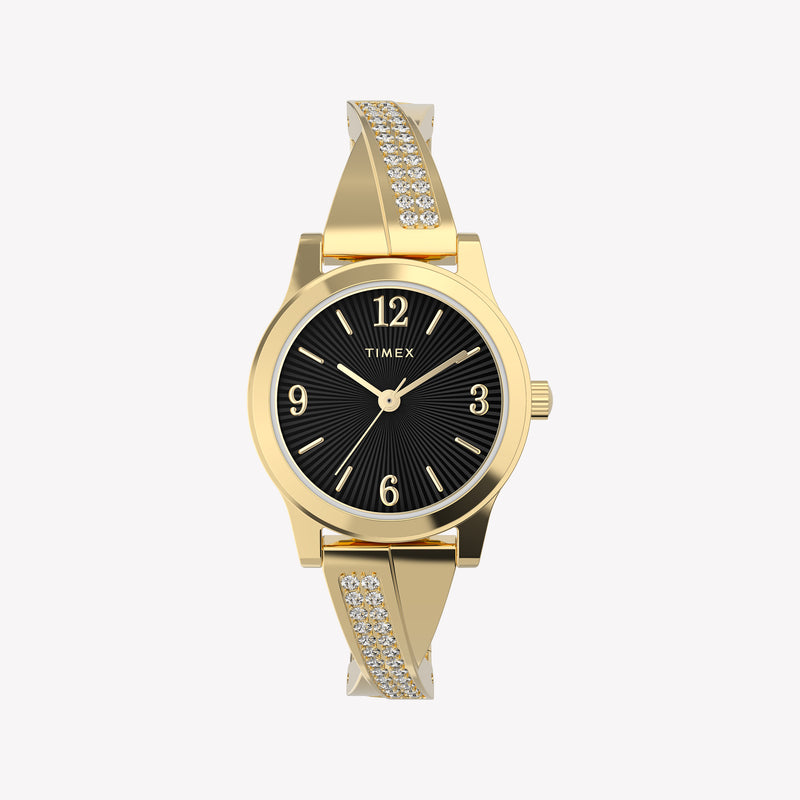 TIMEX Women's Gold-Tone Steel, Black Dial | TW2Y39200
