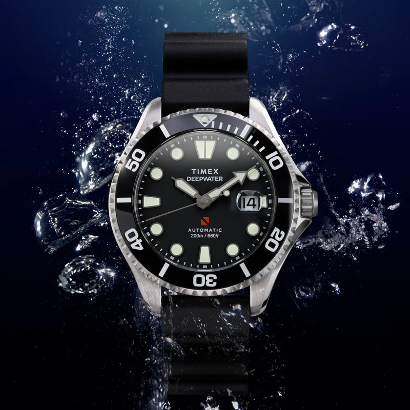 Deep Water Meridian 200 SST Black Dial Black Strap Watch | TW2Y40000 by i-watch