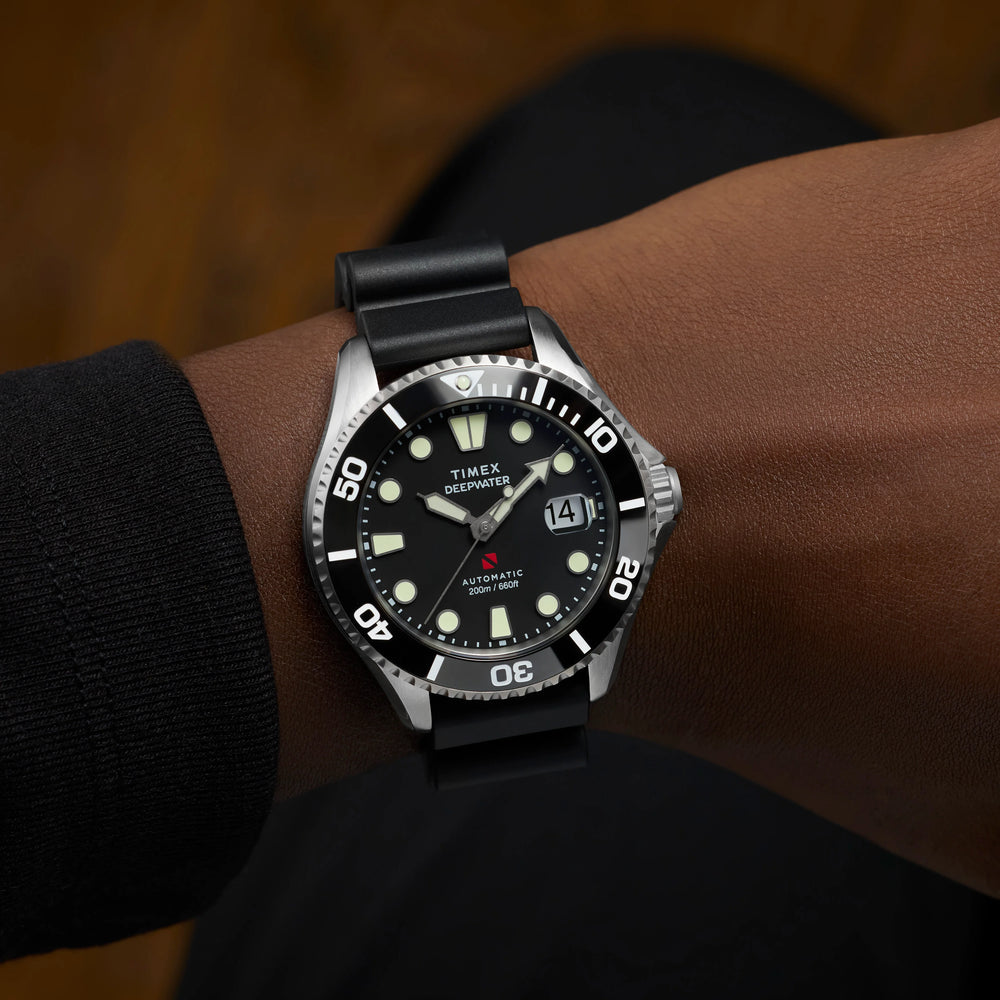 Deep Water Meridian 200 SST Black Dial Black Strap Watch | TW2Y40000 by i-watch