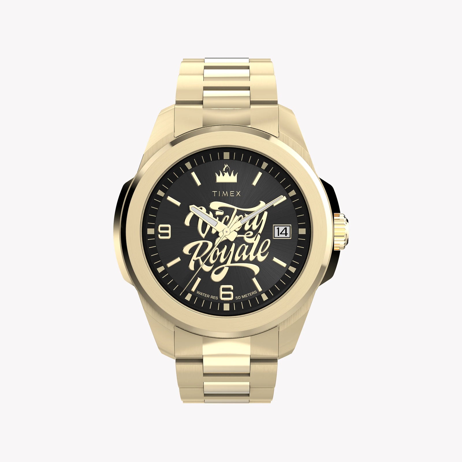 TIMEX X Fortnite Essex 45mm Gold Tone Case Black Dial Bracelet | TW2Y47200