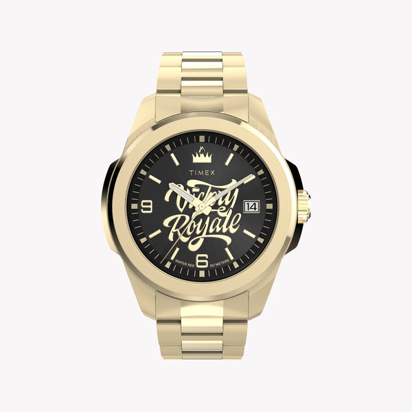 TIMEX X Fortnite Essex 45mm Gold Tone Case Black Dial Bracelet | TW2Y47200