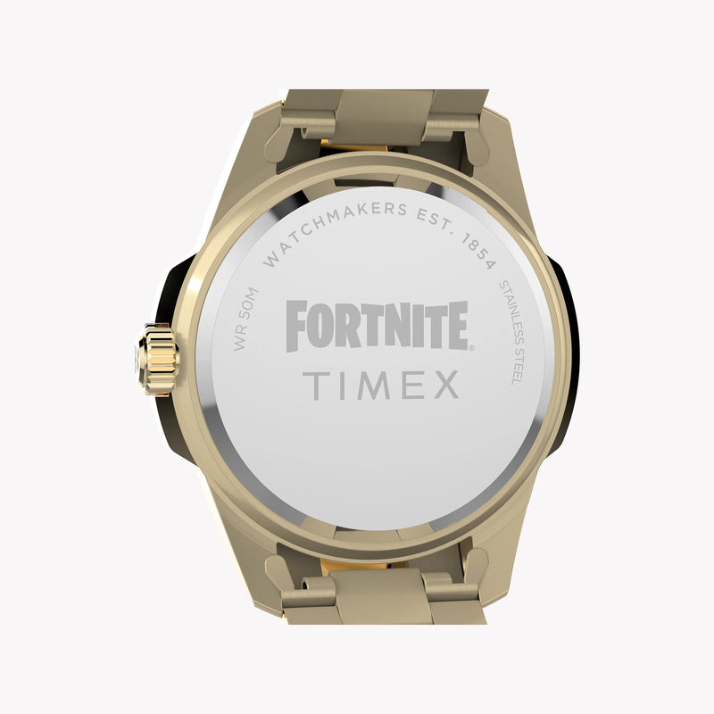TIMEX X Fortnite Essex 45mm Gold Tone Case Black Dial Bracelet | TW2Y47200