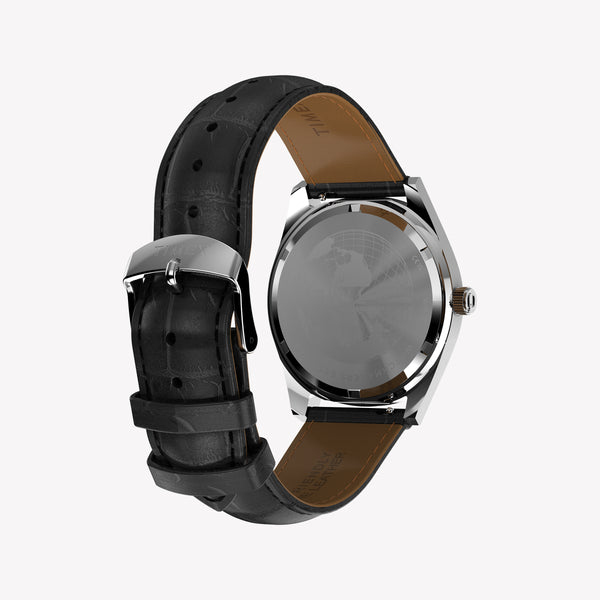 TIMEX Men's Red Dial Silver Steel, Black Leather | TW2Y55700