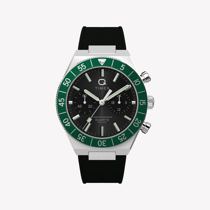 Timex Men's Silver-Tone SS, Black Silicone | TW2Y56100