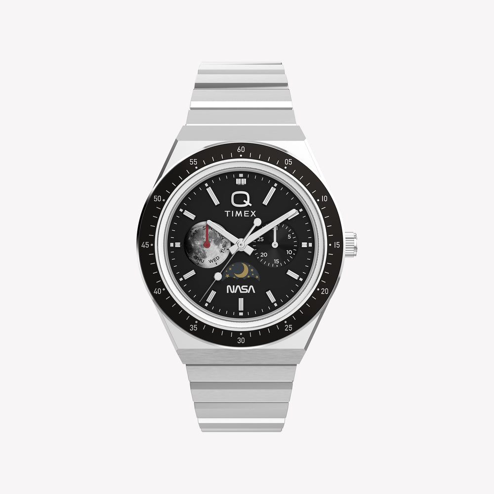 TIMEX Men's Stainless Steel Silver-Tone, Black Dial | TW2Y56700