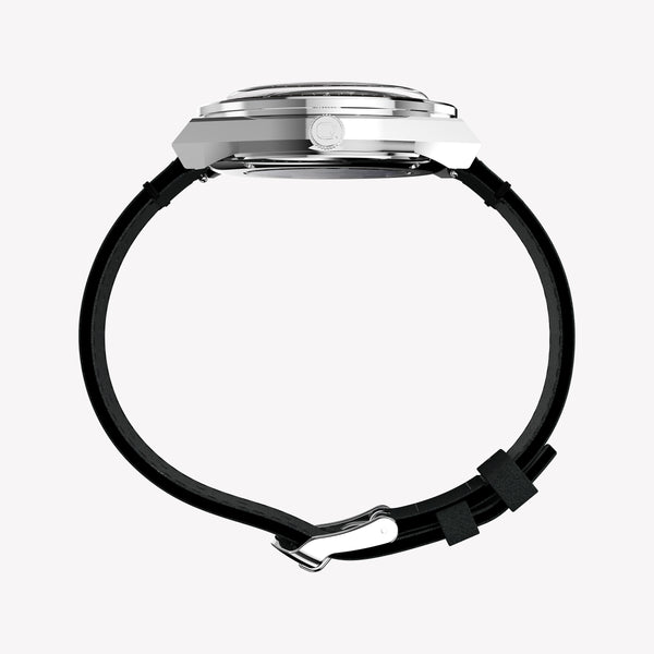TIMEX Men's Silver Stainless Steel, Black Leather | TW2Y56800